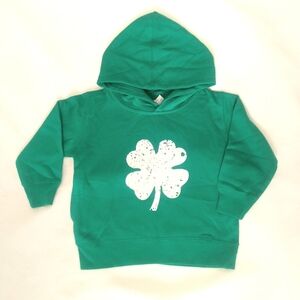 Rabbit Skins Toddler St Patrick's Day green hoodie EUC